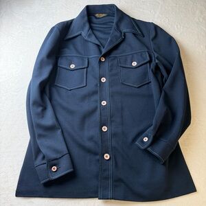Vintage 70s 80s John Blair Western Shirt Navy Contrast Stitch Button Up